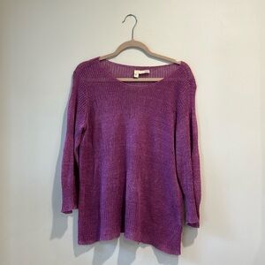 Eileen Fisher 100% linen 3/4 sleeve purple top